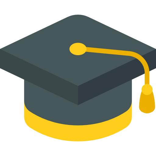 A black graduation cap with a bright yellow tassel, symbolizing academic achievement and success